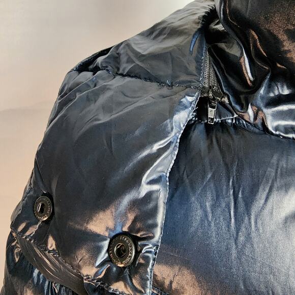 BCBGMaxazria Metallic Sapphire Down Puffer Coat | Women's XS - Picture 4 of 16